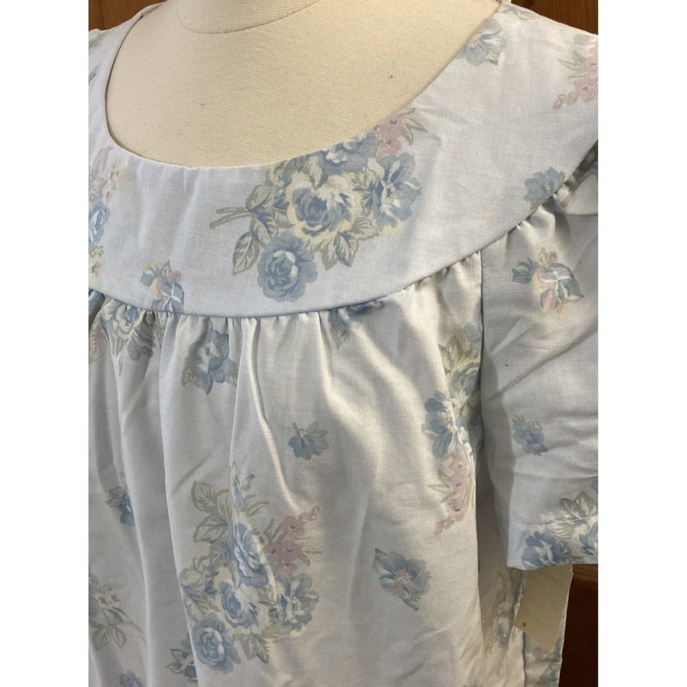 Mr B California House Dress Sz XL Vtg New Blue Floral Nightgown Tradwife MuMu - Picture 3 of 8